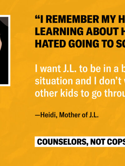 Featured image for Blog: Counselors, Not Cops: Heidi Laursen and her son, J.L.