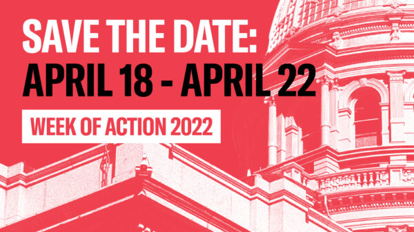save the date April 18 to April 22 week of action 2022