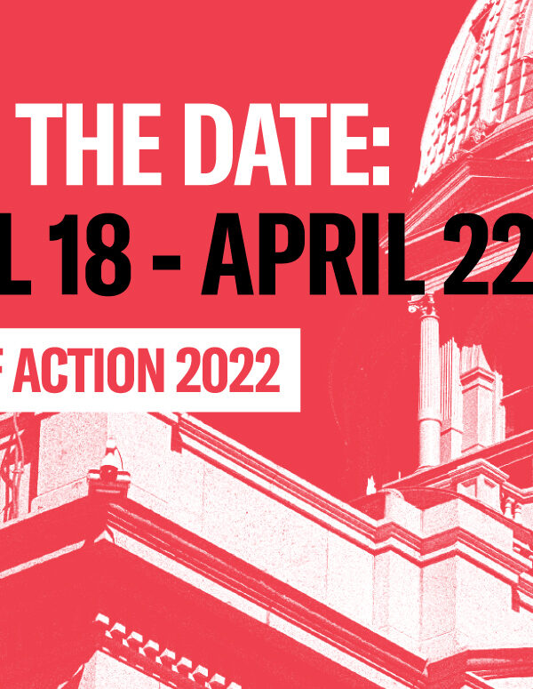 save the date April 18 to April 22 week of action 2022