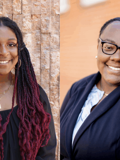Portrait headshots of Ashley Graves and Camille Moore, ACLU of Colorado interns