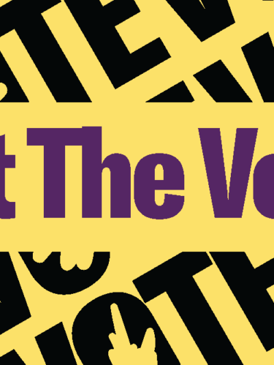 art the vote text over yellow background with the word vote repeating