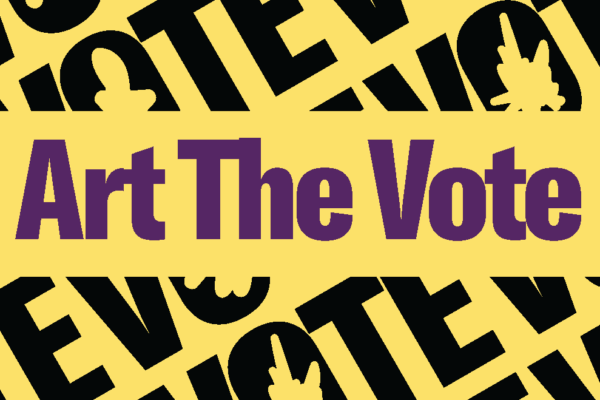art the vote text over yellow background with the word vote repeating