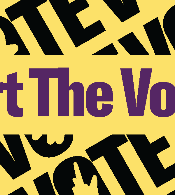 art the vote text over yellow background with the word vote repeating