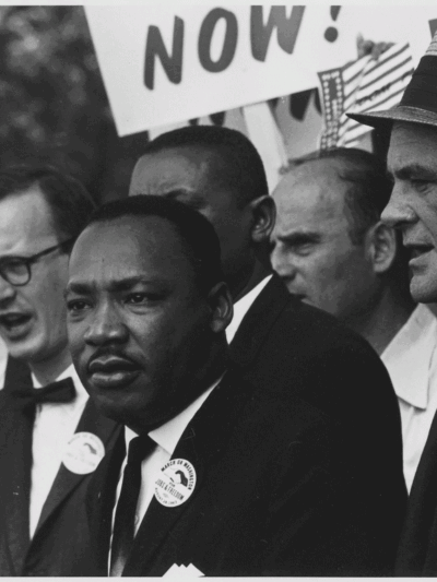 Civil Rights March on Washington, D.C. [Dr. Martin Luther King, Jr. and Mathew Ahmann in a crowd.], National Archives Catalog, Produced: August 28, 1963.