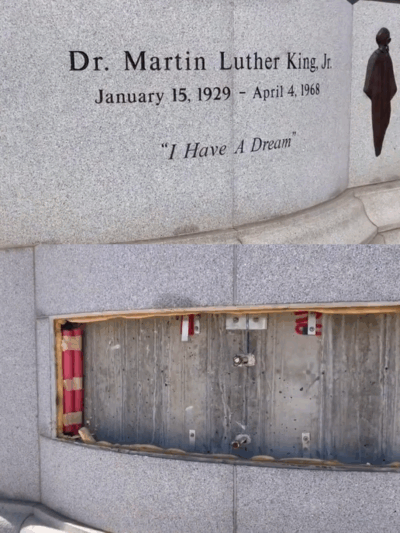 Photos of MLK memorial after being vandalized