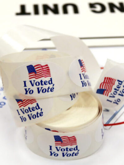 Photo of a roll of i voted stickers