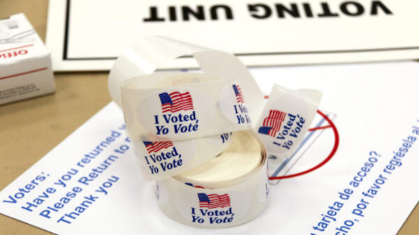 Photo of a roll of i voted stickers