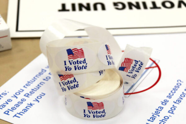Photo of a roll of i voted stickers