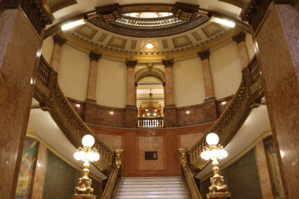 Photo of the Colorado state Capitol rotunda staircase