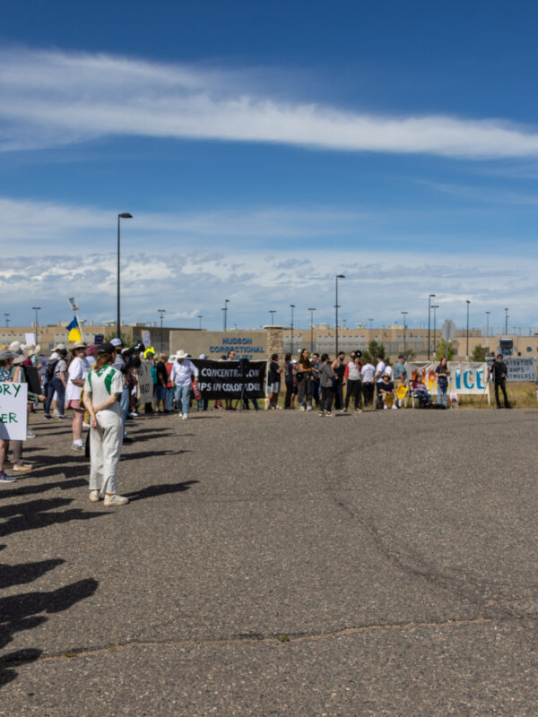 Photo of protesters outside of Hudson Correctional Facility