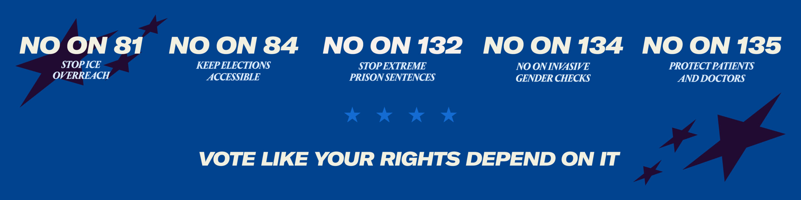 Vote like your rights depend on it banner text over blue background