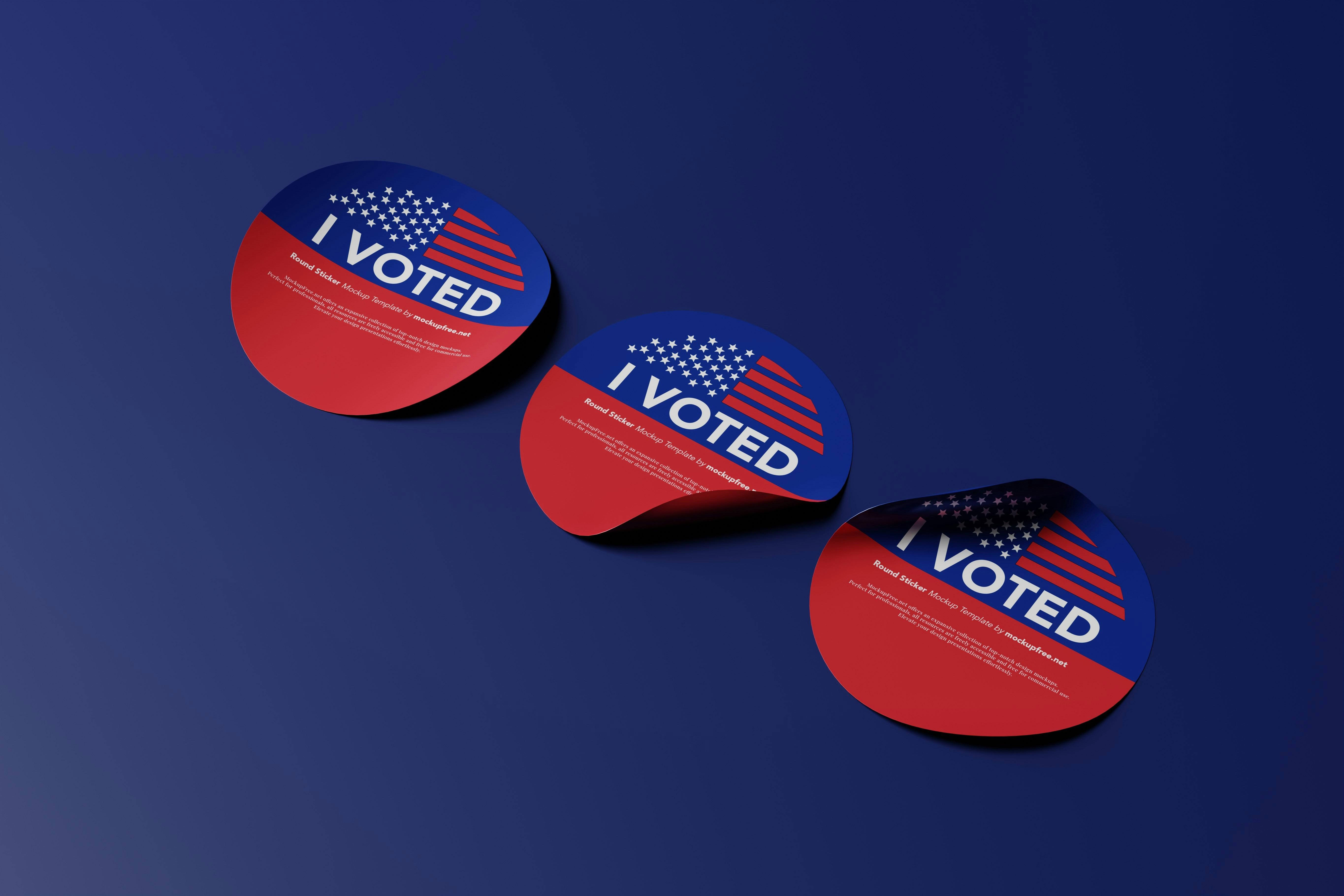 I voted stickers red and blue I voted stickers on blue background