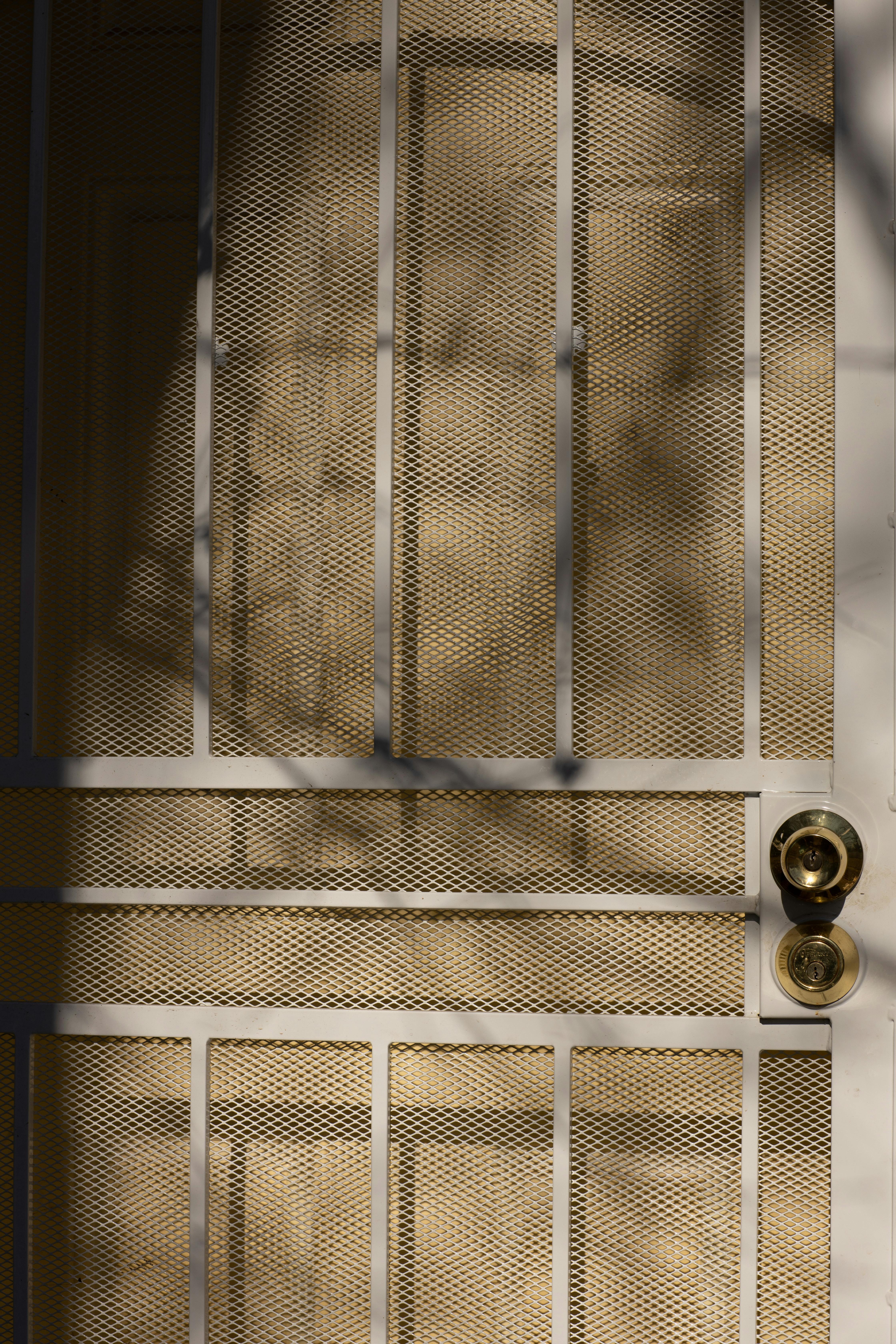 brown door with white screen