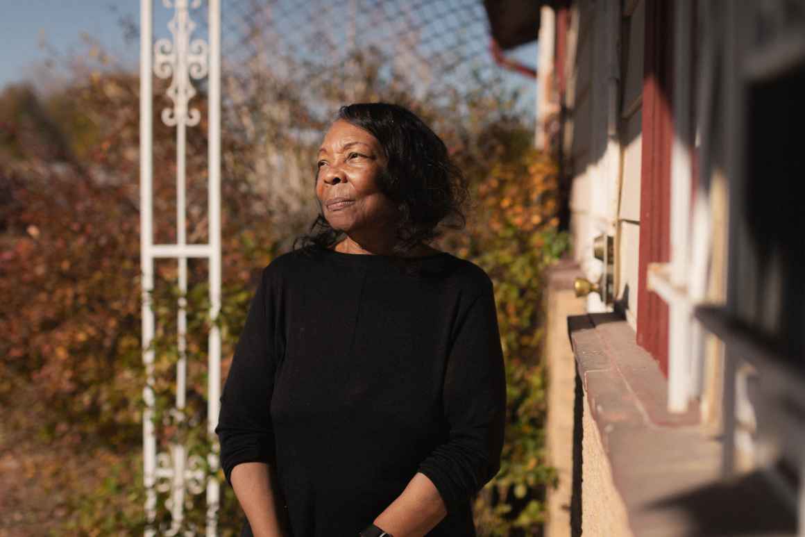 Photo of Ruby Johnson outside of her home