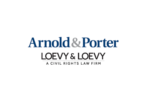 Logos for Arnold & Porter, and Loevy & Loevy law firms