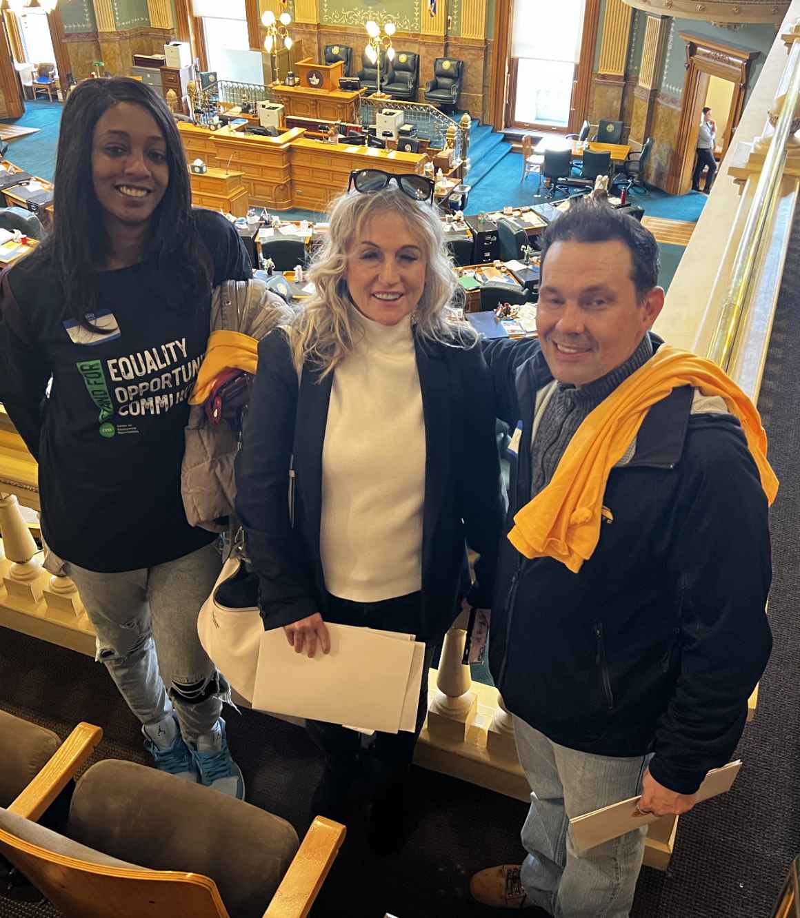 Caption 4: Britt'ny Henderson (Left) attending Lobby Day with other members of the Center of Employment Opportunities' PAC training program