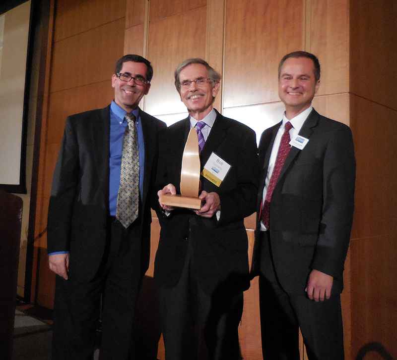 Executive Director Nathan Woodliff-Stanley, Martha Radetsky Award recipient Bob Connelly, and Deputy Director Stephen Meswarb