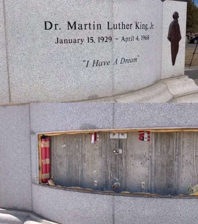 Photos of MLK memorial after being vandalized