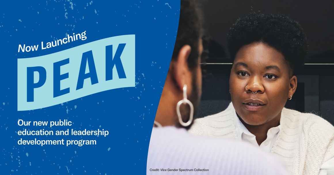 Text reads: Now launching PEAK our new public education leadership development program.
