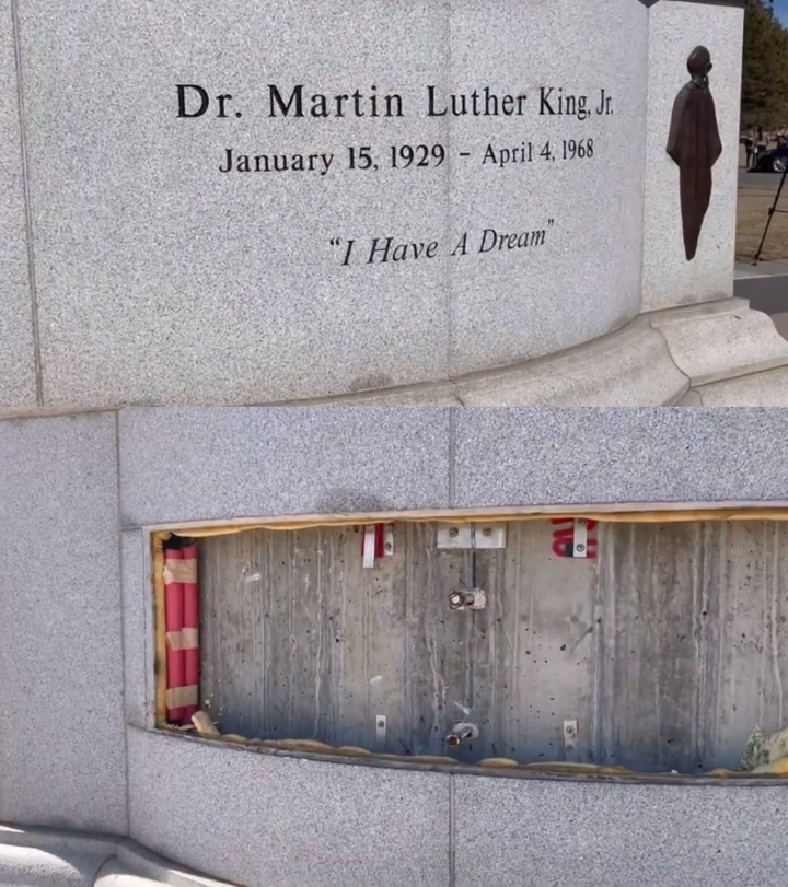 Photos of MLK memorial after being vandalized