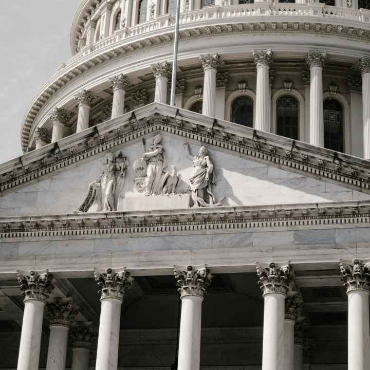 Close up photo of the US state capitol