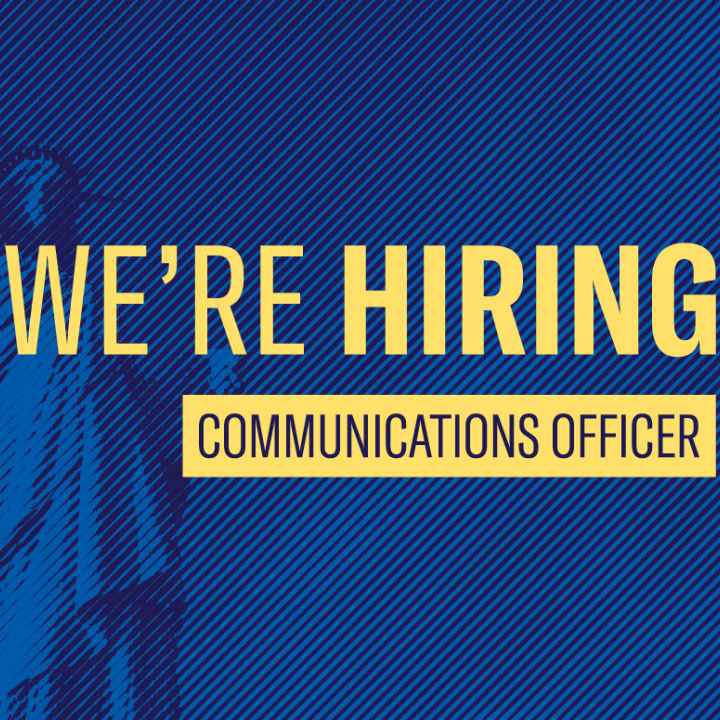 we're hiring communications officer text over image of the statue of liberty