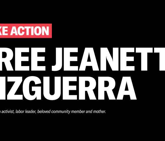 Take action, Free Jeanette Vizguerra text over black background
